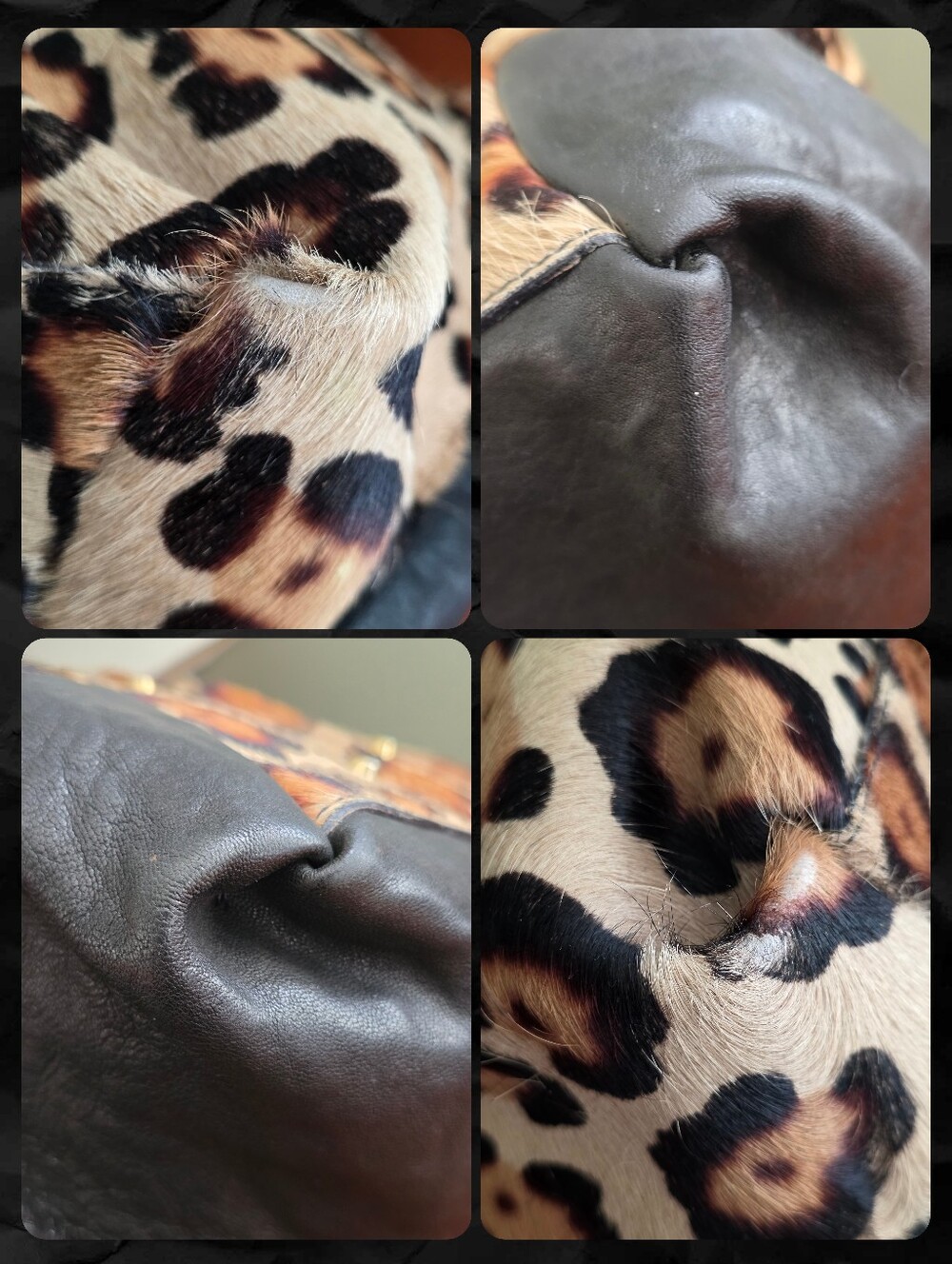 Paolo Masi Leopard Calf Hair Black Leather Shoulder Bag Made in Italy Y2K - Picture 12 of 16